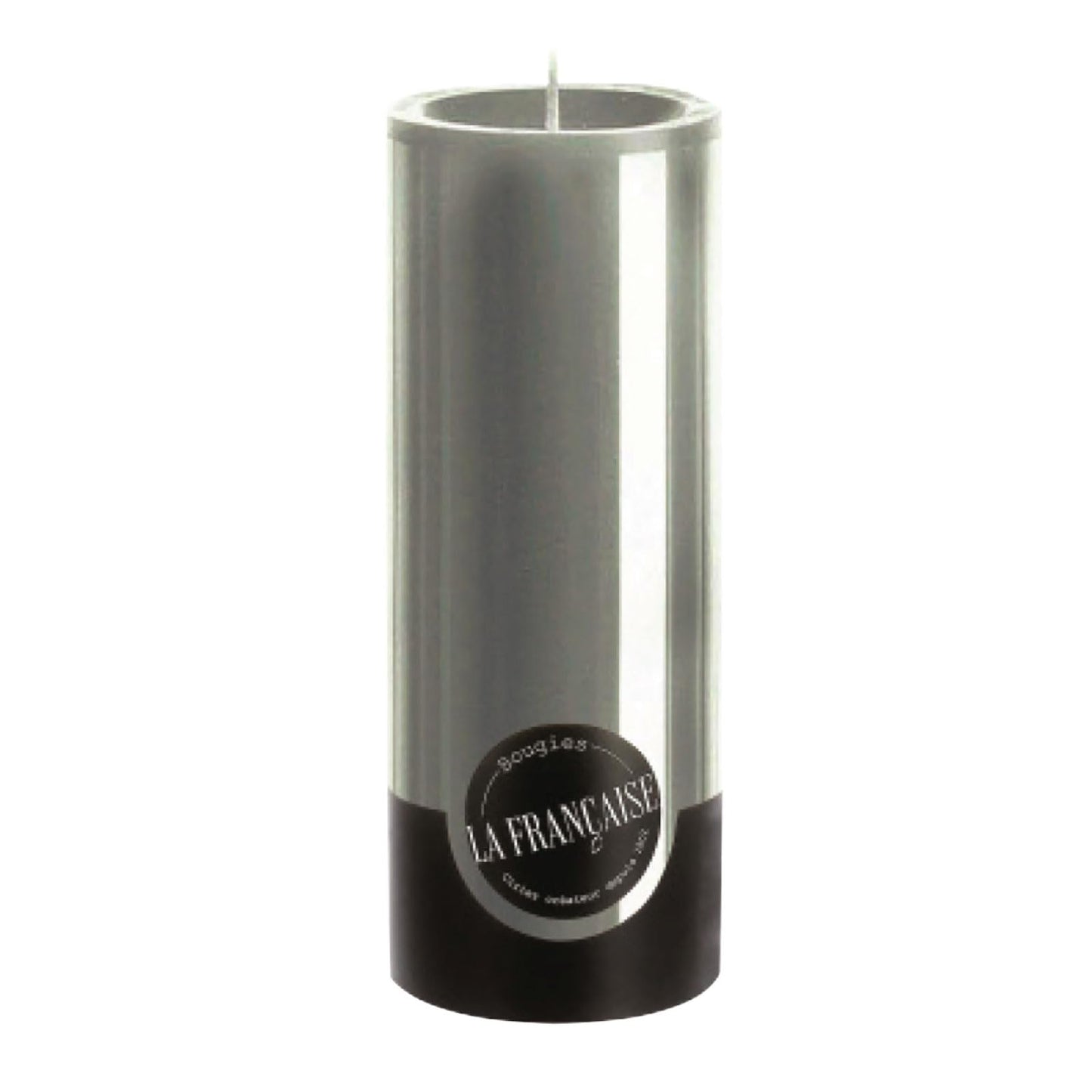 Bougies La Francaise - Pillar Candle - Made in Tunisia, Grey color , +/- 125-Hour Burn Time - 3.15 x 7.87 inches