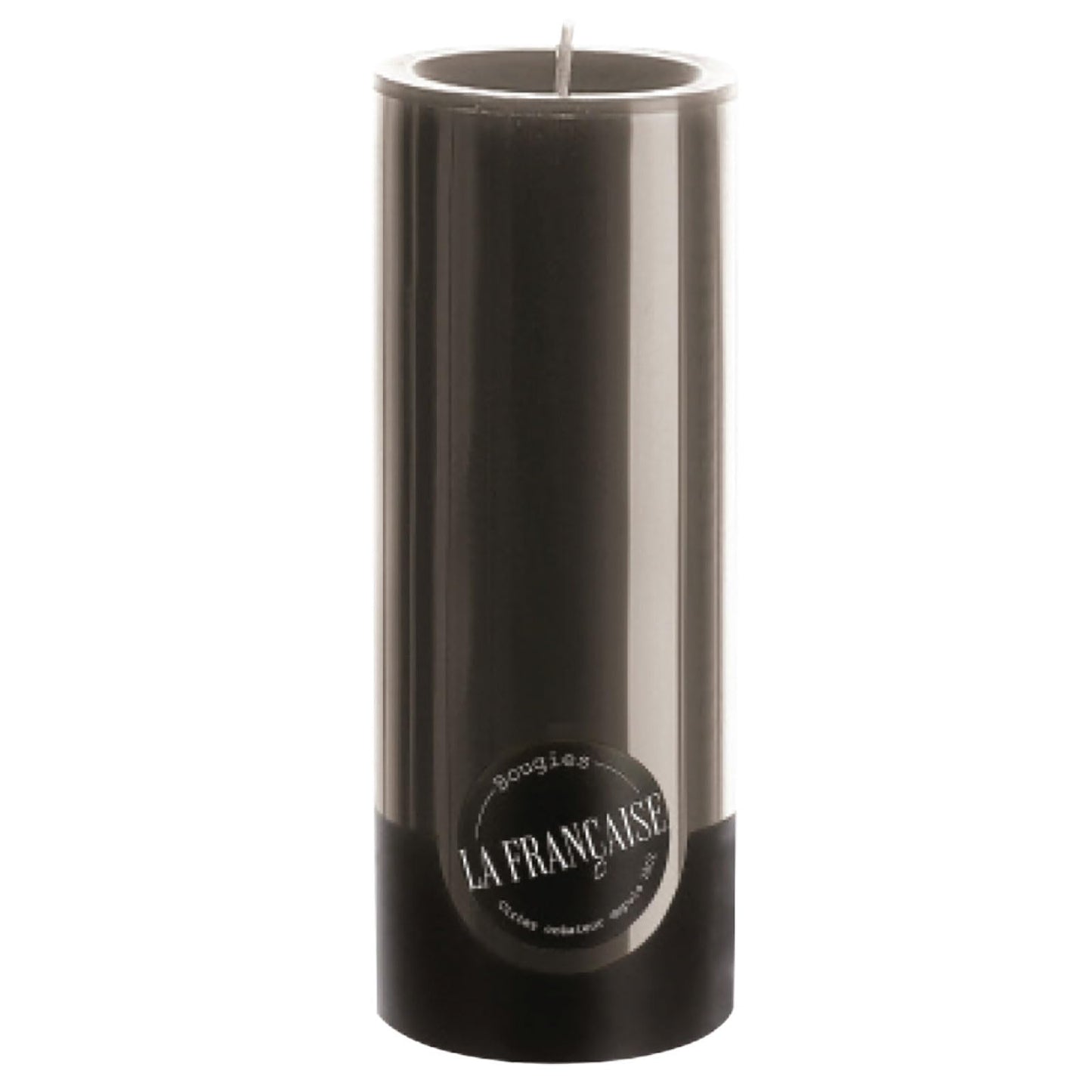 Bougies La Francaise - Pillar Candle - Made in Tunisia, Black color , +/- 125-Hour Burn Time - 3.15 x 7.87 inches
