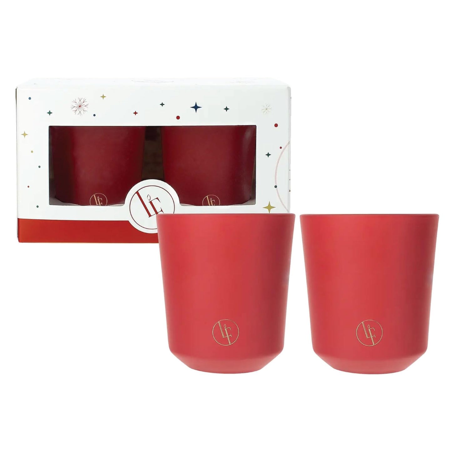 Bougies La Francaise - French-made Scented Candle Jars Coffret - Christmas Red - Made in France, 2x70 grams, +/- 20 x 2 - Hour Burn Time - 2.36 x 2.76 inches
