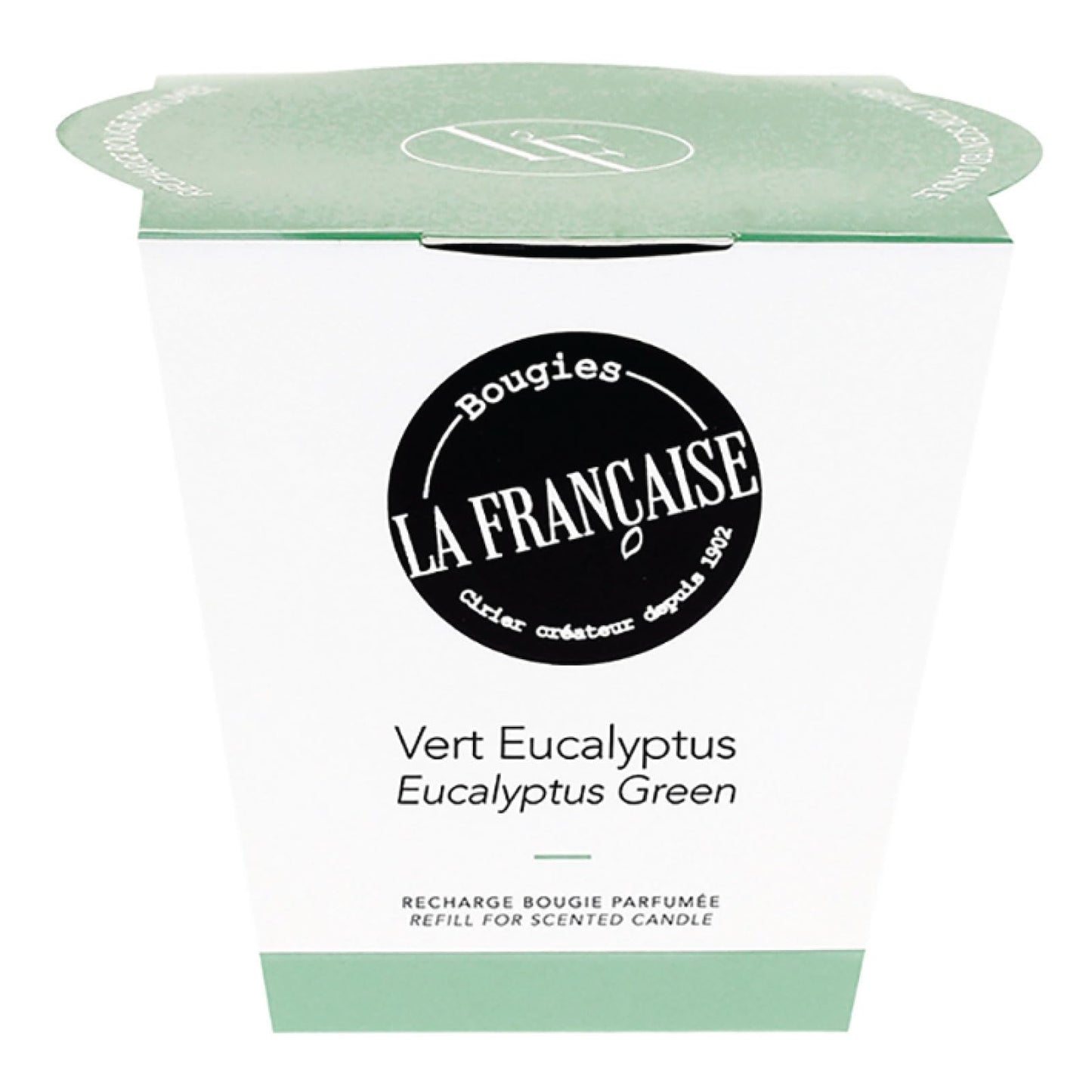 Bougies La Francaise - French-made Scented Candle Refill - Made in France, 200g, 40-Hour Burn Time - 2.97 x 3.27 x 3.38 inches (Eucalyptus Green)