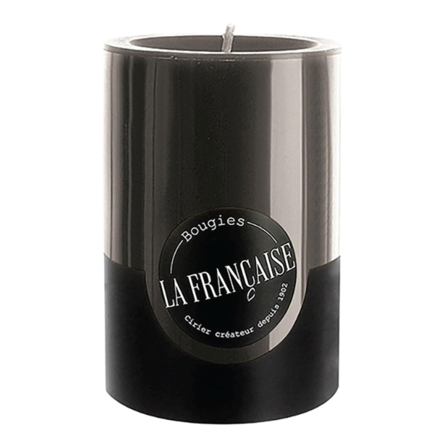 Bougies La Francaise - Pillar Candle - Made in Tunisia, Black color , +/- 50-Hour Burn Time - 2.76 x 3.94 inches
