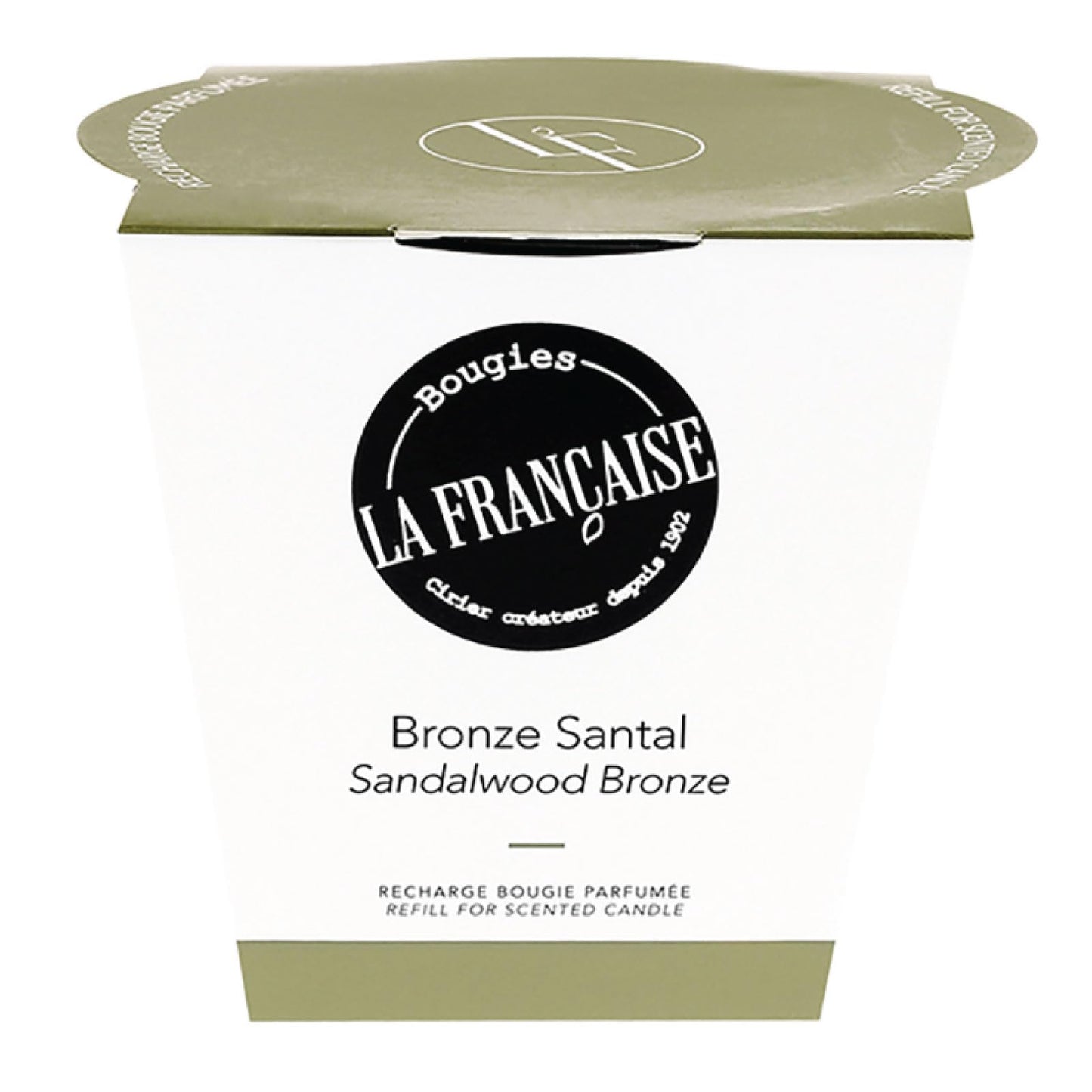 Bougies La Francaise - French-made Scented Candle refill - Sandalwood Bronze - Made in France, 200g, +/- 40-Hour Burn Time - 2.97 x 3.27 x 3.38 inches