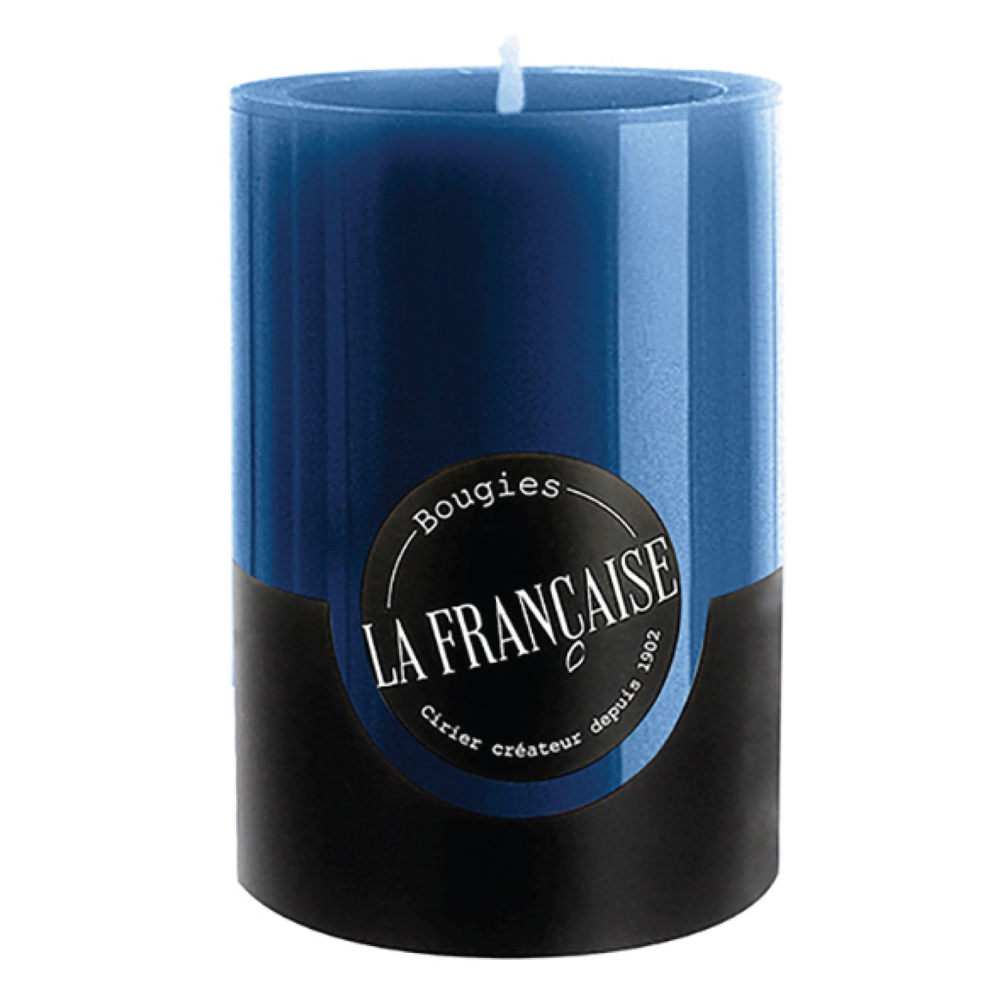 Bougies La Francaise - Pillar Candle - Made in Tunisia, Blue color , +/- 50-Hour Burn Time - 2.76 x 3.94 inches