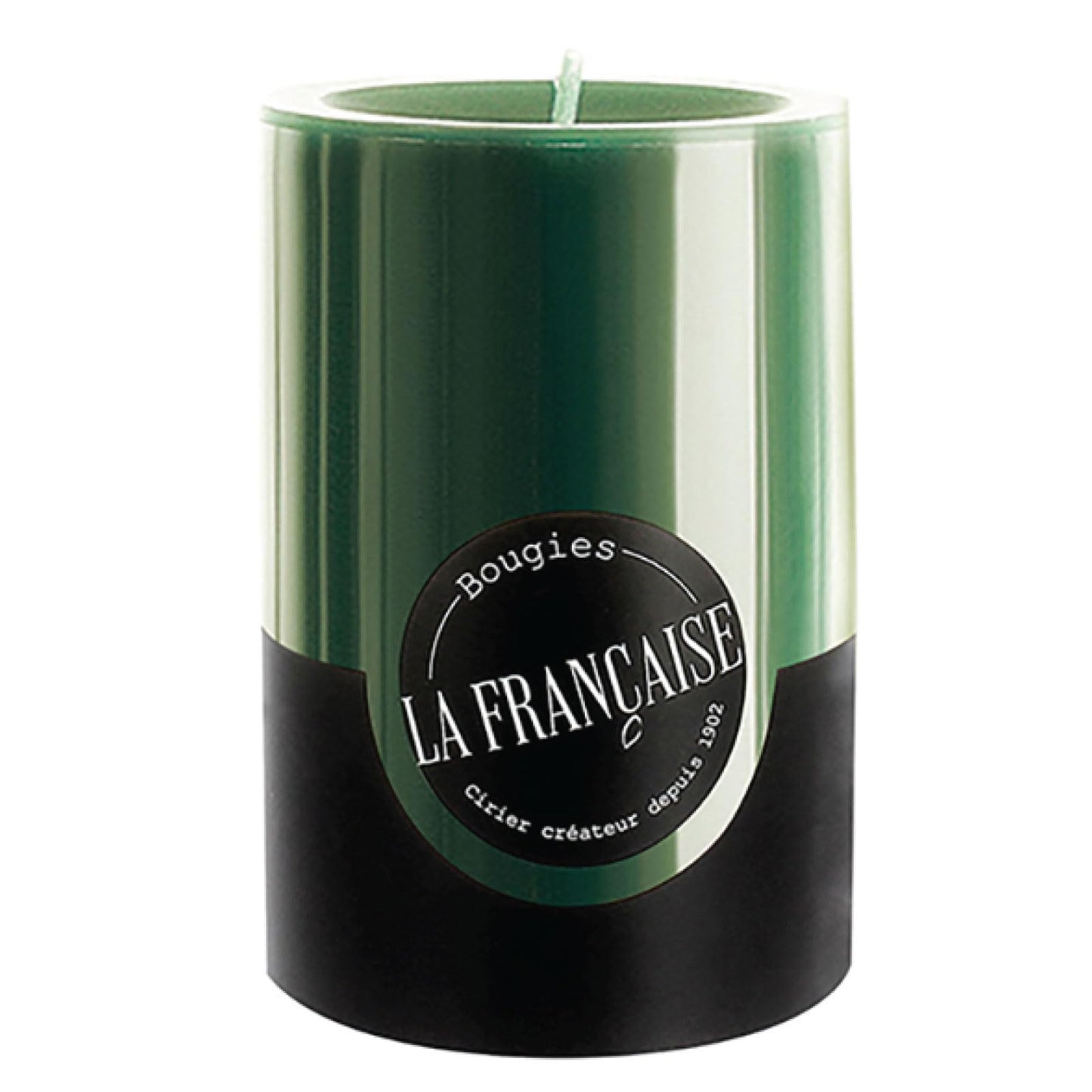 Bougies La Francaise - Pillar Candle - Made in Tunisia, Green color , +/- 50-Hour Burn Time - 2.76 x3.94 inches