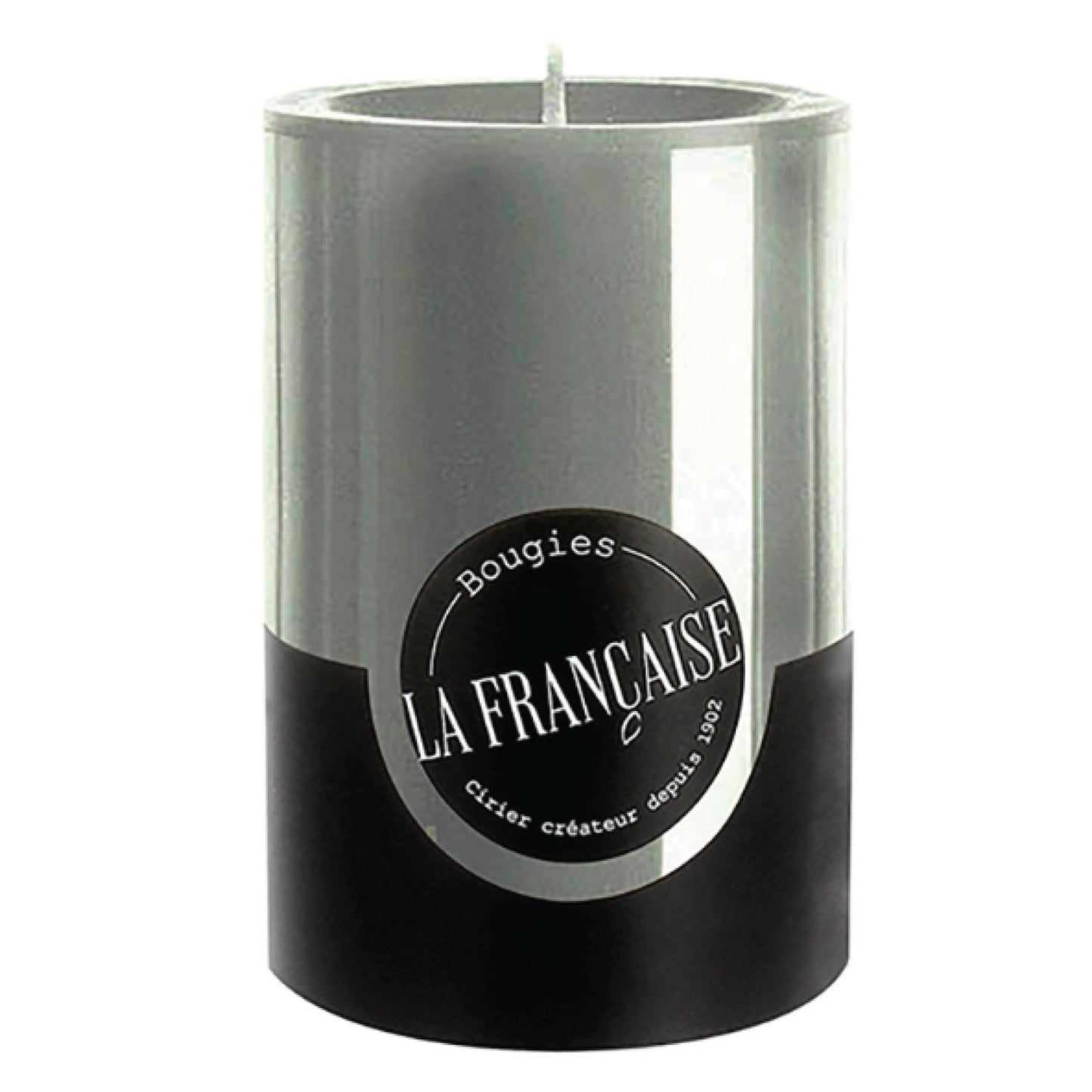 Bougies La Francaise - Pillar Candle - Made in Tunisia, Grey color , +/- 50-Hour Burn Time - 2.76 x 3.94 inches