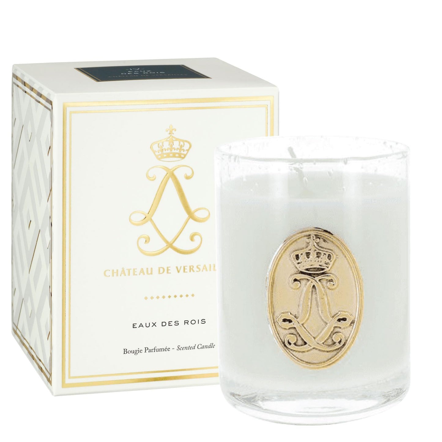 Château de Versailles - French-made Scented Candle Jar - Eaux des Rois - Made in France, 100 grams, +/-25-Hour Burn Time - 3.15 x 3.15 x 3.85 inches