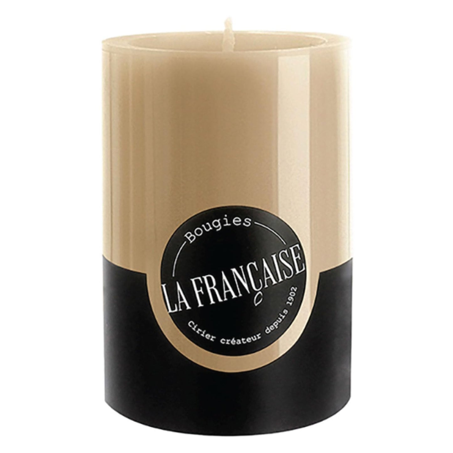 Bougies La Francaise - Pillar Candle - Made in Tunisia, Taupe color , +/- 50-Hour Burn Time - 2.76 x 3.94 inches