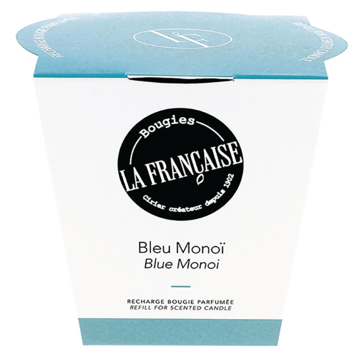 Bougies La Francaise - French-made Scented Candle refill - Blue Monoi - Made in France, 200g, +/- 40-Hour Burn Time - 2.97 x 3.27 x 3.38 inches