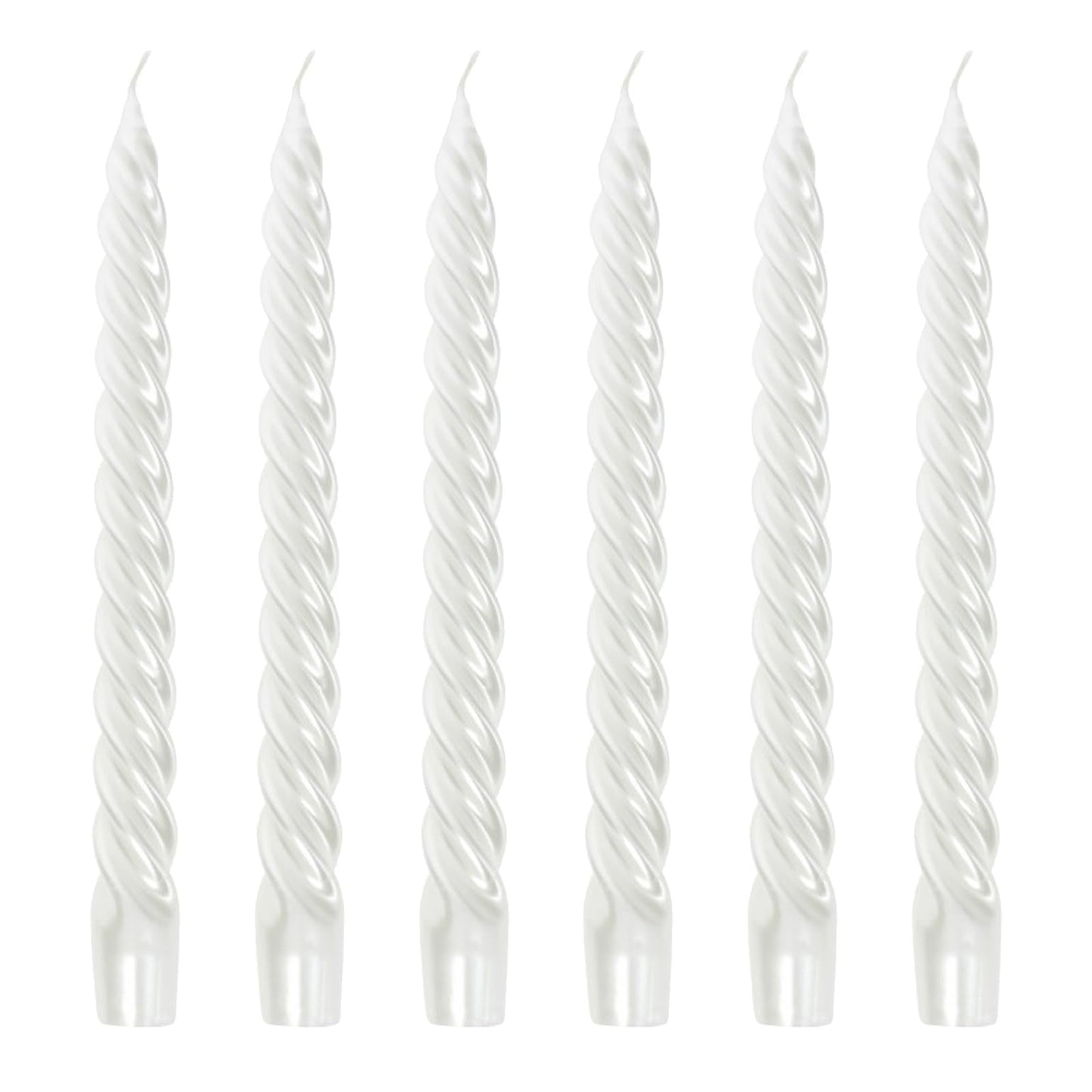 Bougies La Francaise - Coffret of 6 Twisted Candles - Pearly White color - Made in Tunisia, +/- 7-Hour Burn Time per candle - 0.87 x 10 inches