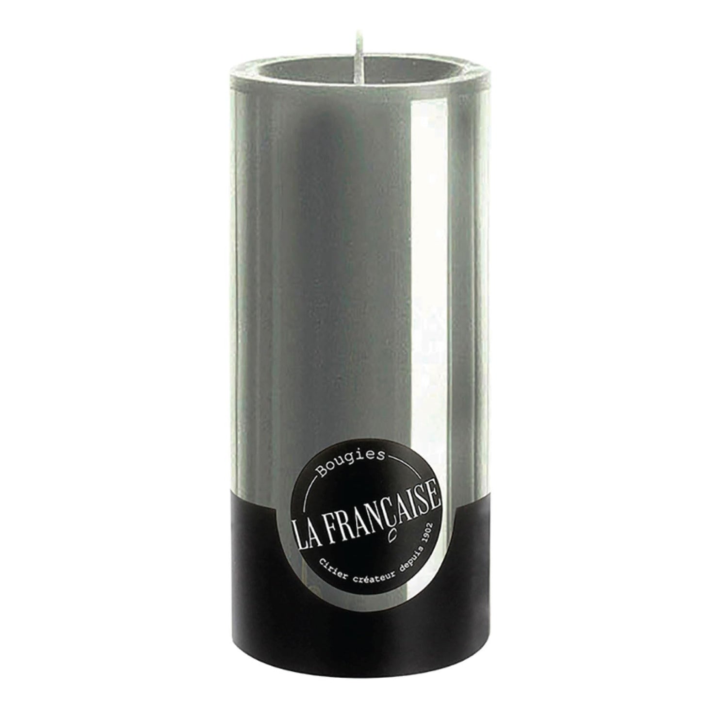 Bougies La Francaise - Pillar Candle - Made in Tunisia, Grey color , +/- 75-Hour Burn Time - 2.76 x 5.9 inches