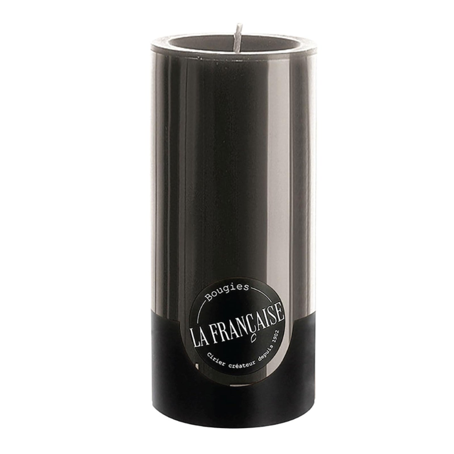 Bougies La Francaise - Pillar Candle - Made in Tunisia, Black color , +/- 75-Hour Burn Time - 2.76 x 5.9 inches