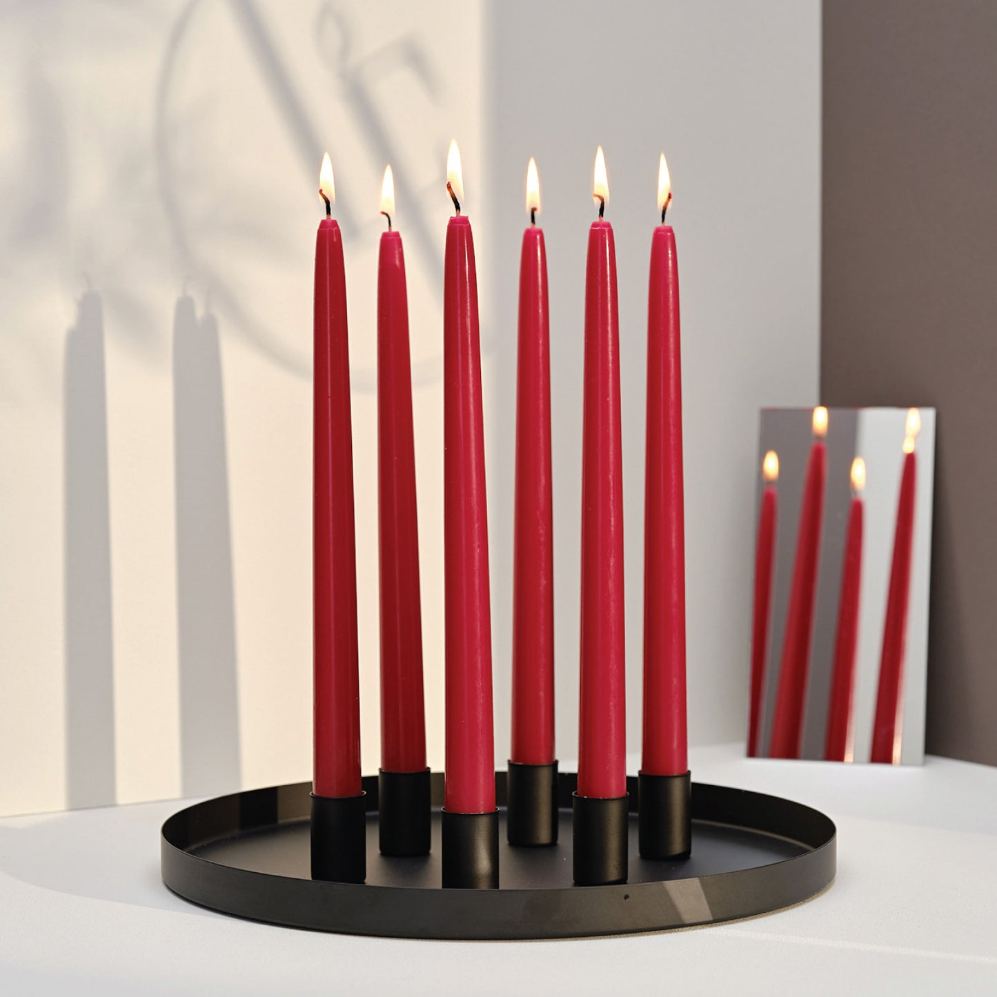 Bougies La Francaise - French made Taper Candle - Made in France, Red color , +/- 8-Hour Burn Time - 0.87 x 11.42 inches