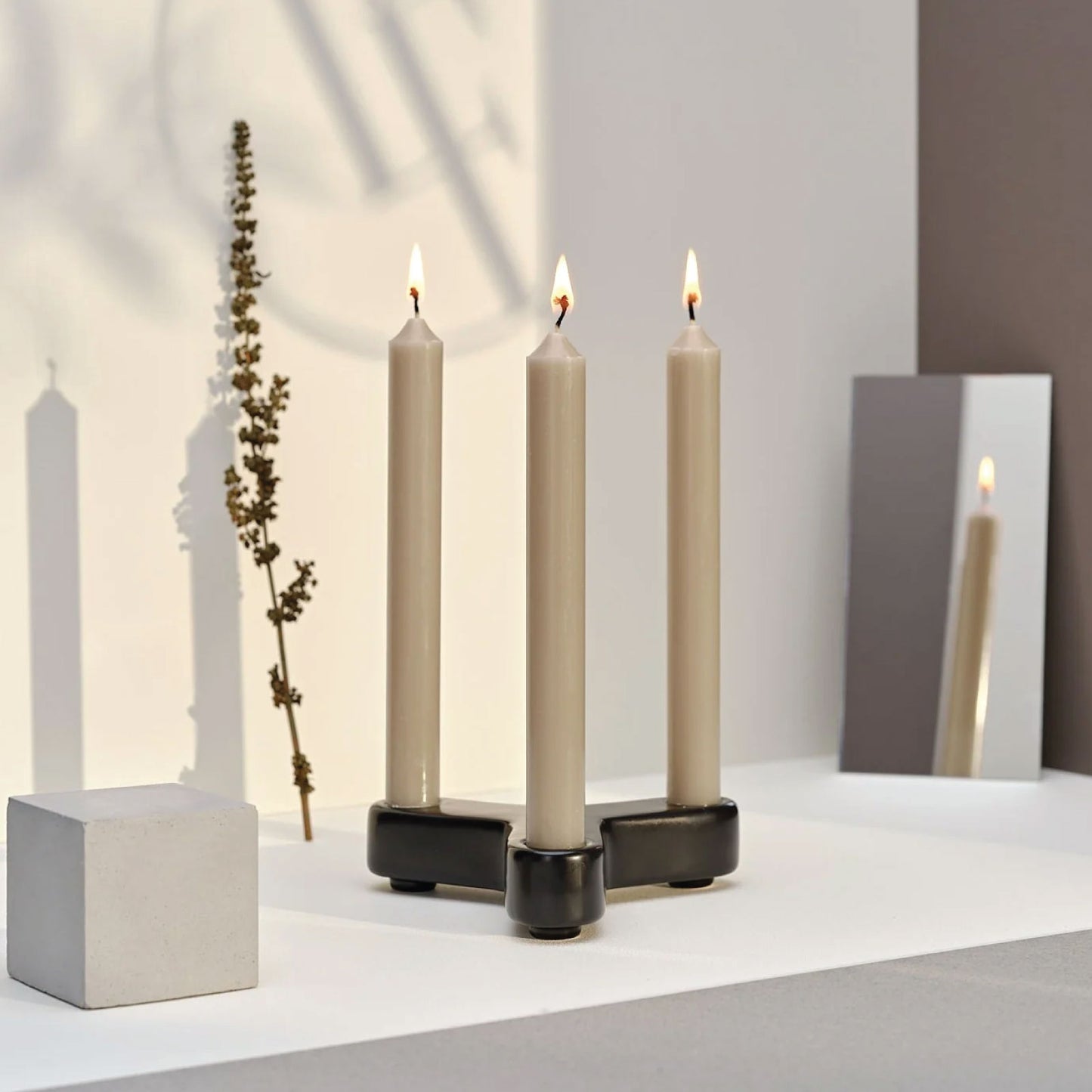 Bougies La Francaise - French made Dinner Candle - Made in France, Taupe color , +/- 7-Hour Burn Time - 0.87 x 8.66 inches