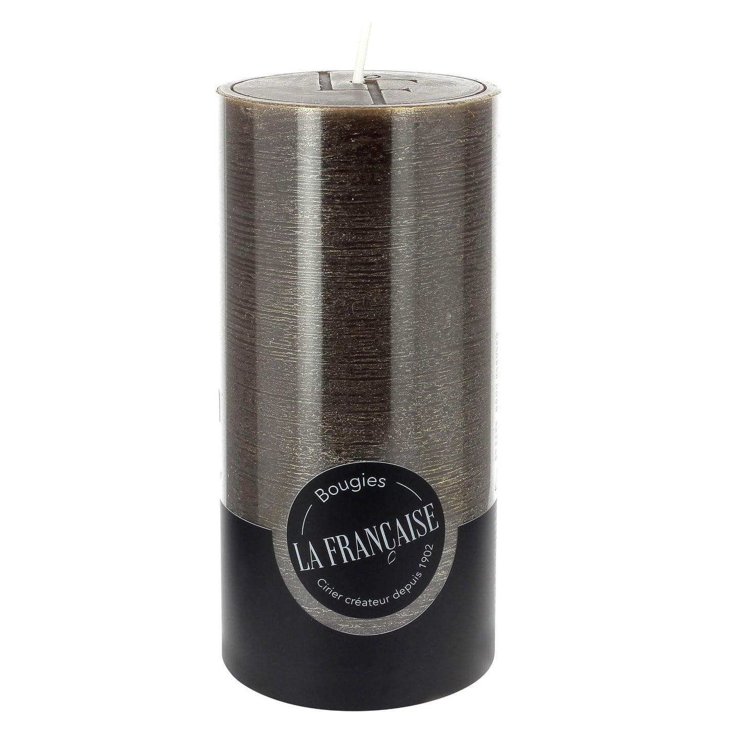 Bougies La Francaise - Rough Pillar Candle - Made in Tunisia, Brown color , +/- 75-Hour Burn Time - 2.76 x 5.9 inches