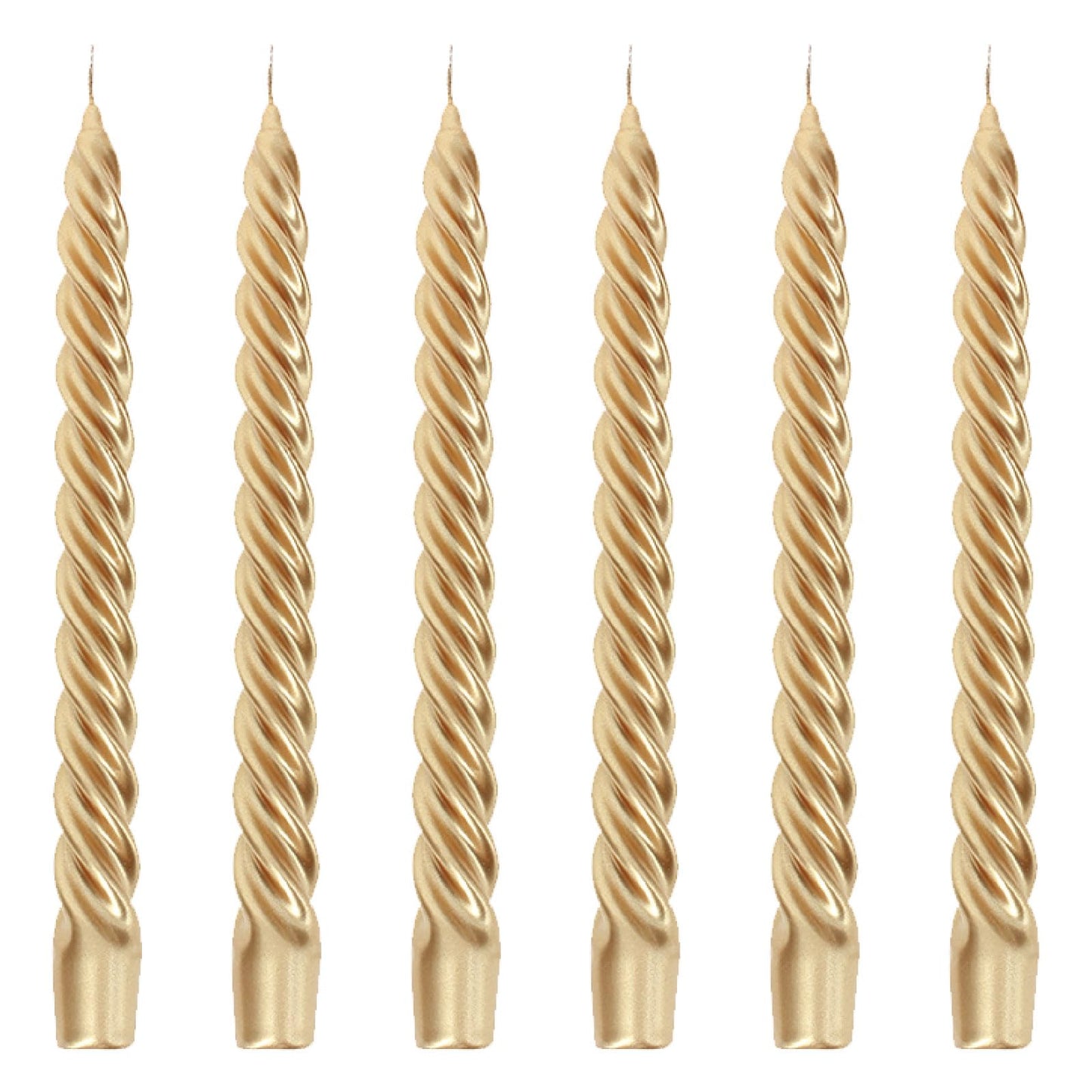 Bougies La Francaise - Coffret of 6 Twisted Candles - Gold color - Made in Tunisia, +/- 7-Hour Burn Time per candle - 0.87 x 10 inches