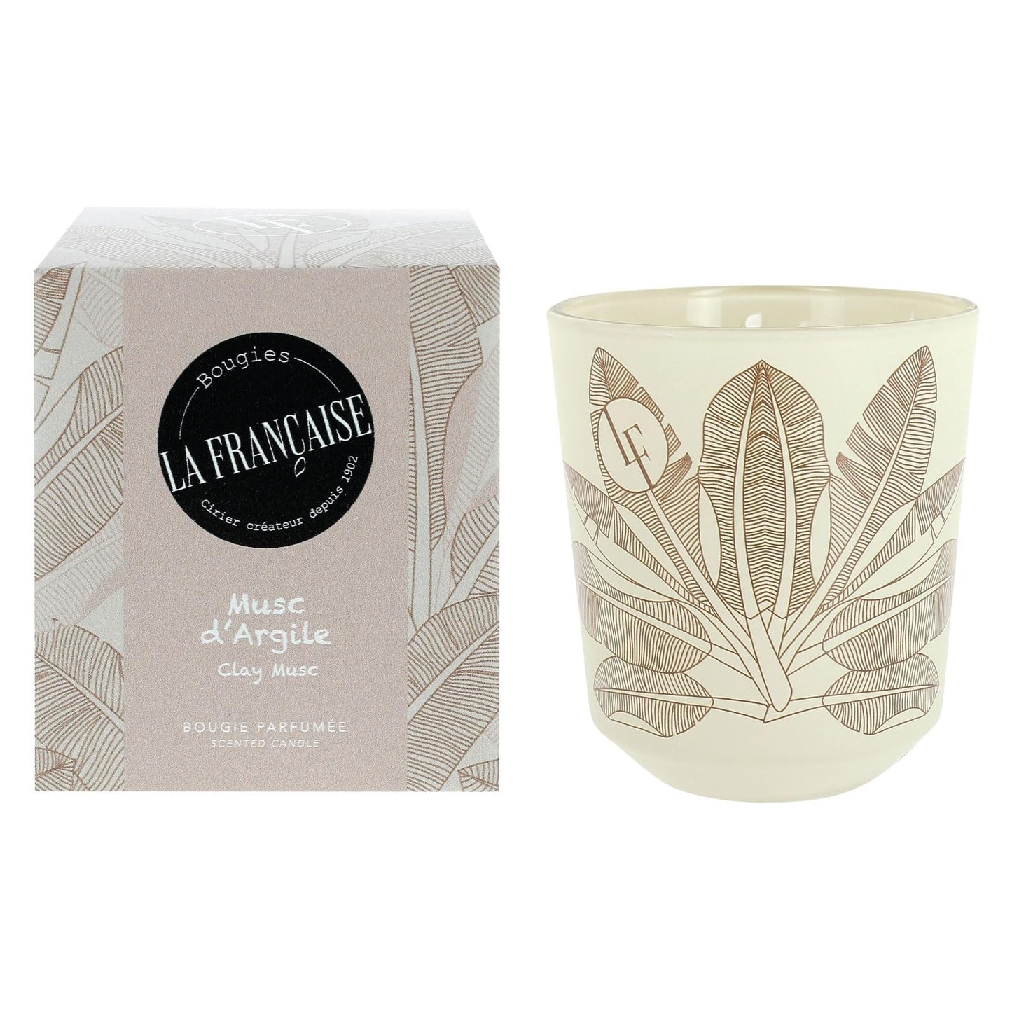 Bougies La Francaise - French-made Scented Candle Jar - Clay Musk - Made in France, 200 grams +/- 40-Hour Burn Time - 3.35 x 3.35 x 3.76 inches
