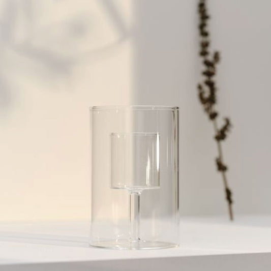 Bougies La Francaise - Clear Glass Candle Holder for Votive - 4.72 x 3.15 inches (Medium)