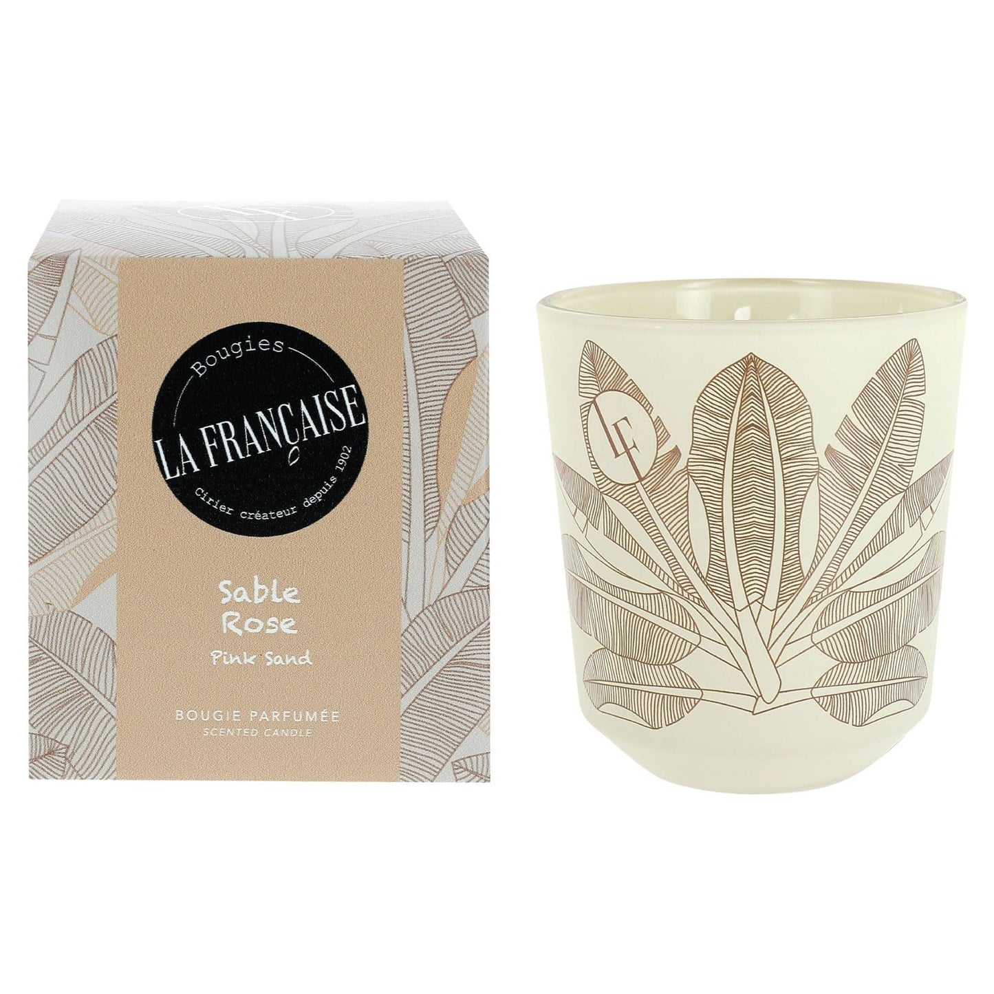 Bougies La Francaise - French-made Scented Candle Jar - Pink Sand - Made in France, 200 grams, +/- 40-Hour Burn Time - 3.35 x 3.35 x 3.76 inches