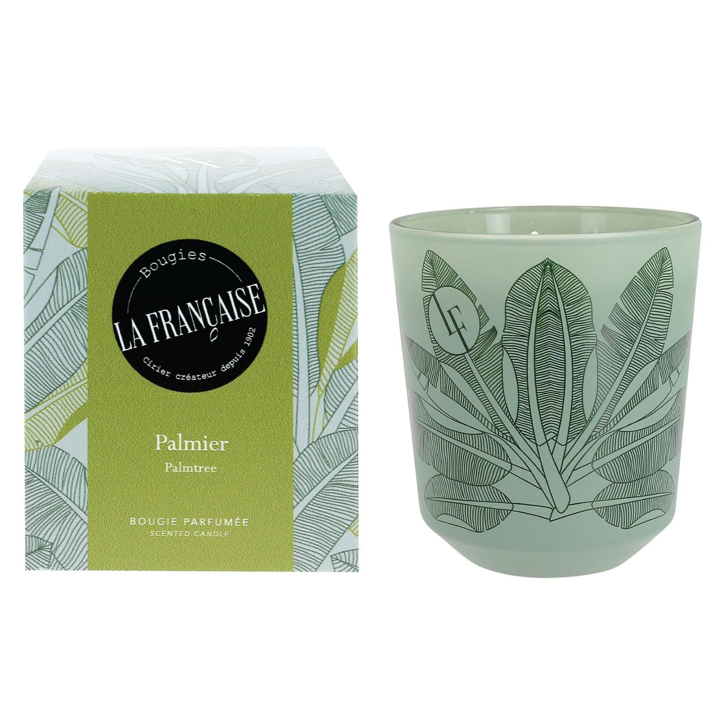 Bougies La Francaise - French-made Scented Candle Jar - Palm Tree - Made in France, 200 grams, +/- 40-Hour Burn Time - 3.35 x 3.35 x 3.76 inches