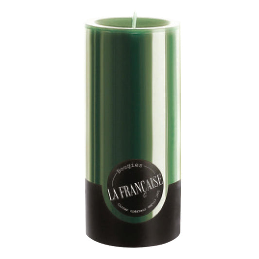 Bougies La Francaise - Pillar Candle - Made in Tunisia, Green color , +/- 75-Hour Burn Time - 2.76 x 5.9 inches