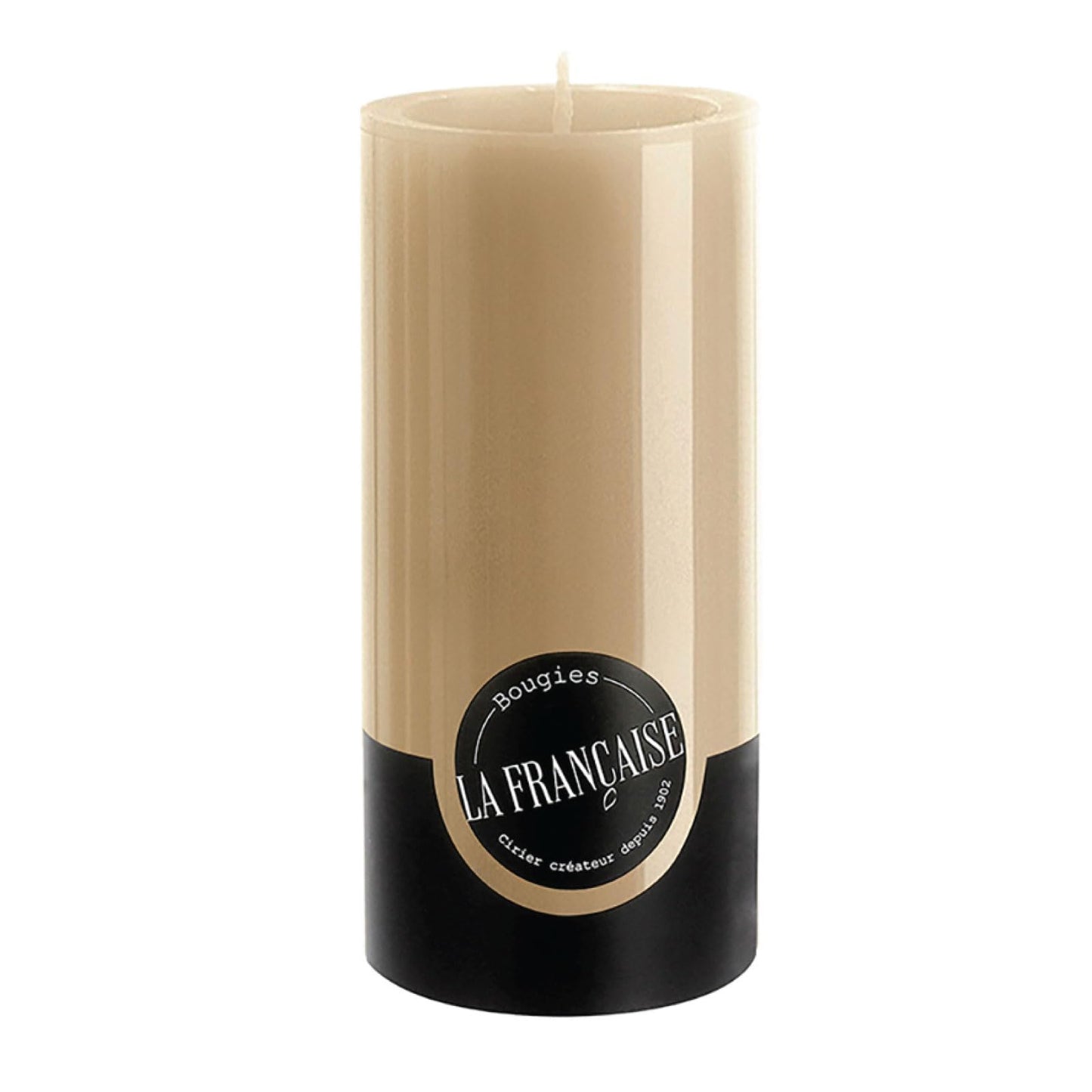 Bougies La Francaise - Pillar Candle - Made in Tunisia, Taupe color , +/- 75-Hour Burn Time - 2.76 x 5.9 inches