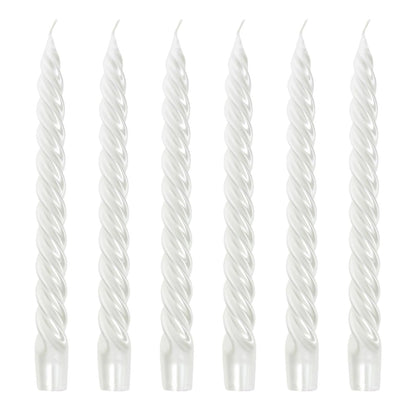 Bougies La Francaise - Coffret of 6 Twisted Candles - Pearly White color - Made in Tunisia,  +/- 7-Hour Burn Time per candle - 0.87 x 10 inches