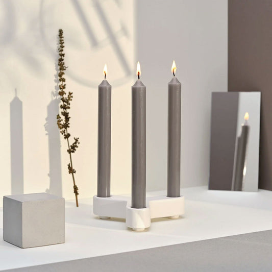 Bougies La Francaise - French made Dinner Candle - Made in France, Grey color , +/- 7-Hour Burn Time - 0.87 x 8.66 inches