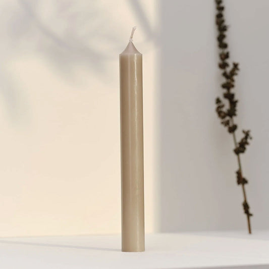 Bougies La Francaise - French made Dinner Candle - Made in France, Taupe color , +/- 7-Hour Burn Time - 0.87 x 8.66 inches