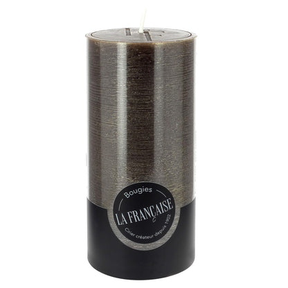 Bougies La Francaise - Rough Pillar Candle - Made in Tunisia, Brown color , +/- 75-Hour Burn Time - 2.76 x 5.9 inches