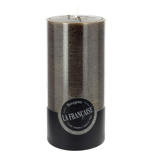 Bougies La Francaise - Rough Pillar Candle - Made in Tunisia, Brown color , +/- 75-Hour Burn Time - 2.76 x 5.9 inches