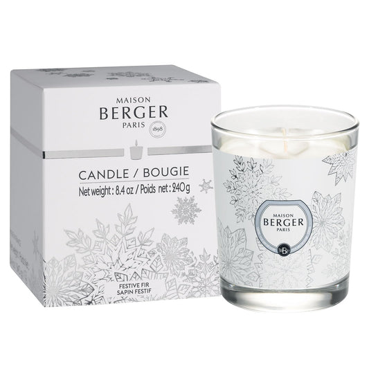 Maison Berger - Scented Candle - Holiday Collection - 4 inches height, 3.25 inches diameter - 8.4 ounces - 240 grams (Festive Fir)