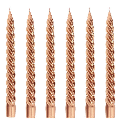 Bougies La Francaise - Coffret of 6 Twisted Candles - Copper color - Made in Tunisia,  +/- 7-Hour Burn Time per candle - 0.87 x 10 inches