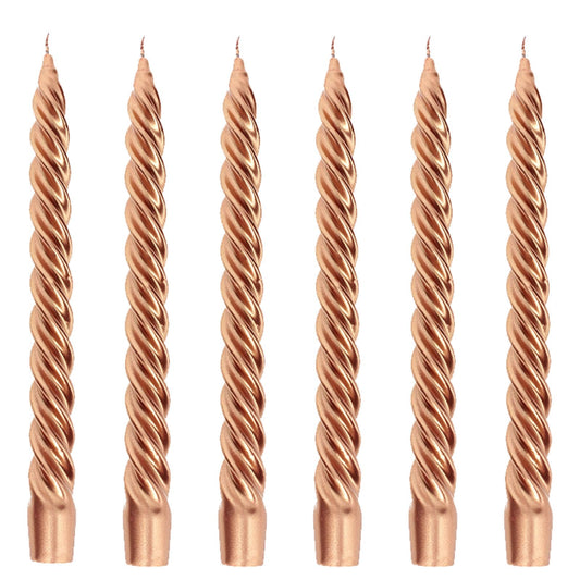 Bougies La Francaise - Coffret of 6 Twisted Candles - Copper color - Made in Tunisia,  +/- 7-Hour Burn Time per candle - 0.87 x 10 inches