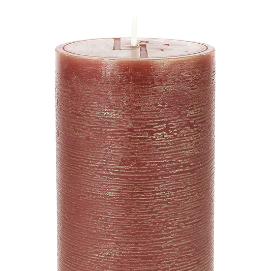 Bougies La Francaise - Rough Pillar Candle - Made in Tunisia, Red color , +/- 75-Hour Burn Time - 2.76 x 5.9 inches